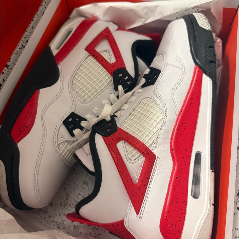 White and Red Athletic Sneakers